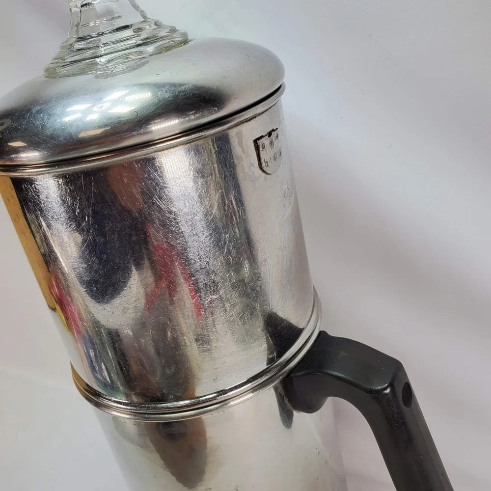 Revere Ware Drip Coffee Maker Silver 8 Cup Copper Clad 1801 Vintage MCM